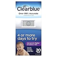 Clearblue Advanced Digital Ovulation Test, Predictor Kit, featuring Advanced Ovulation Tests with digital results, 20 ovulation tests