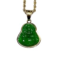 Mens Women Laughing Buddha Green Jade Tiny Pendant Necklace Rope Chain Genuine Certified Grade A Jadeite Jade Hand Crafted, Jade Necklace, Buddha Chain, Buddha Statue Necklace