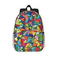 Bright Geometric Shapes Print Backpack for Women Men Lightweight Laptop Bag Casual Daypack Laptop Backpacks 15 Inch