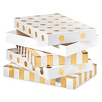 Papyrus Gift Boxes with Lids for Christmas, Hanukkah and All Holidays, White and Gold (4 Boxes)