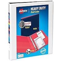 Avery Heavy-Duty Dual Color 3 Ring Binder, 1/2 Inch Slant Rings, White/Black View Binder (17880)