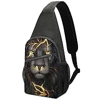Golden Cool Lion King Paninting Sling Bag Crossbody Backpack Shoulder Chest Daypack For Travel Hiking