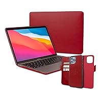 Dreem Bundle: Fibonacci Wallet-Case for iPhone 12 Pro Max with Euclid MacBook Air Case 13-Inch Hard Cover - Red