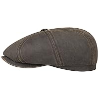 Stetson Hatteras Old Cotton Flat Cap Women/Men - Newsboy Cap UV Protection 40 - Balloon Hat Water-Repellent - Peaked Cap with Cotton - Flat Cap Summer / Winter