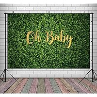 Oh Baby Baby Shower Photograpy Backdrop Green Leaves Theme Baby Shower Photo Background Happy First Birthday Newborn Baby Announce Pregnancy Party Supplies Cake Table Banner9x6ft Vinyl