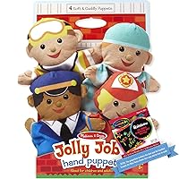 Jolly Helpers: 4-Piece Hand Puppets Gift Set Bundle with 1 Theme Compatible M&D Scratch Fun Mini-Pad (09086)