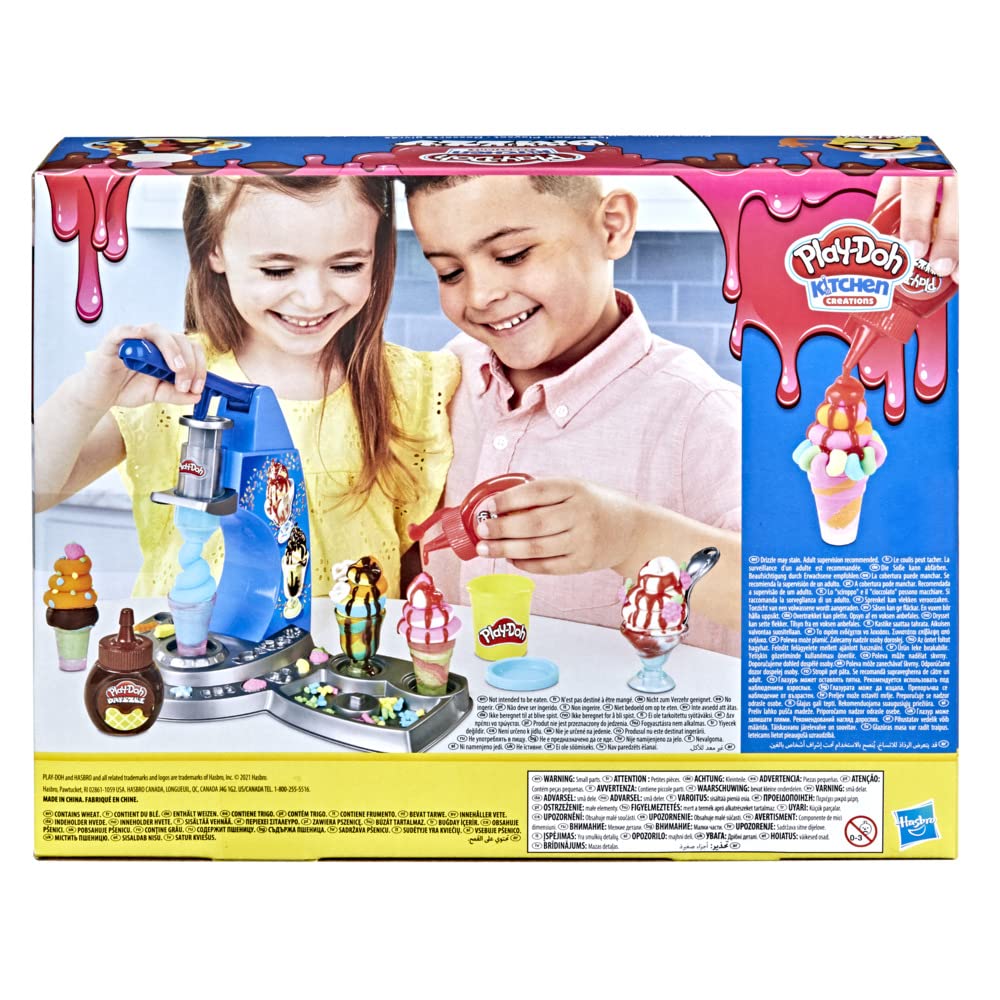 Play-Doh Kitchen Creations Drizzy Ice Cream Playset Featuring Drizzle Compound & 6 Non-Toxic Colors