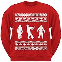 Old Glory Zombie Ugly Christmas Sweater Red Adult Crew Neck Sweatshirt - Medium