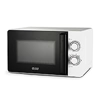 COMMERCIAL CHEF White Microwave 0.7 Cu. Ft. with Rotary Switch Knob, 700W Countertop Small Microwave with Microwave Turntable Plate, 6 Level Power Tabletop Microwave with Microwave Handle