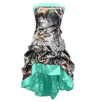Womens Strapless Short High Low Camo Cocktail Party Prom Dress