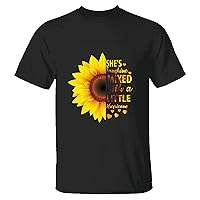 Shes Sunshine Mixed with a Litlle Hurricane Funny Sunflower Graphic Vintage Flower for Girls Lady Women Men Women Navy Black Multicolor T Shirt