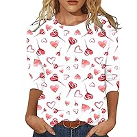 Valentines Day T Shirt Women Cute Heart Graphic Tees 3/4 Sleeve Casual Baseball Top Shirt Fashion Cute Tops Tunic