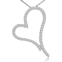 1.30 ct Round Cut Diamond Heart Shape Pendant Necklace (G Color SI-1 Clarity) in 14 kt White Gold