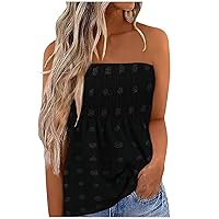 Women's Tube Tops Sexy Strapless Tank Tops Summer Casual Bandeau Sleeveless Backless Shirt Off The Shoulder Blouse