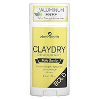 Zion Health Clay Dry Bold Deodorant Stick 2.8 oz Palo Santo
