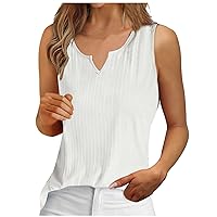 Ribbed Tank Tops for Women Solid Color Sexy Fashion Classic Simple with Sleeveless V Neck Camisole Blouses