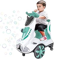 6V 4A Dual Drive Kids' Electric Vehicles,Kids' Ride on Electric Vehicles with Automatic Bubble Function, Children's Electric Car, Push and Ride Racer with Music, LED Lights, Max Weight 50lbs,3-5year