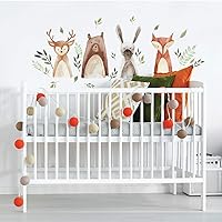 RoomMates RMK4020SCS Watercolor Woodland Critters Peel and Stick Wall Decals, Brown, Gray, Green, Orange, Tan