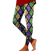Women's Yoga Pants Mardi Gras Fancy Mask Print Leggings Seamless High Waist Joggers Pants Lightweight Athletic Workout Pants