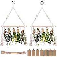 2pack Herb Drying Rack Flower Drying with 25PCS Brown Gift Tags and 32ft Natural Jute Twine herb Dryer,Herb Drying Rack,Hanging Herb Dryer Rack