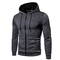 Zip Up Hoodie Men 2023 Color Block Long Sleeve Casual Drawstring Sweatshirt Sport Outwear Coat Jacket With Pockets