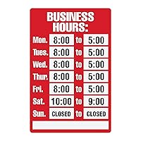 Sign Kit, Business Hours, 8 x 12 Inches (098071)