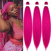 Prestretched Braiding Hair 30 inch Pink Braiding Hair Pre Stretched Kanekalon Colored Hair Extensions for Braiding Pre Stretched Box Braids Soft Yaki Long Micro Knotless Braiding Hair