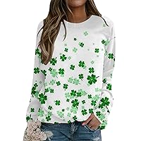 EFOFEI Women's St Patricks Day Ireland Pullover Casual Clover Leaf Jumper Shamrock Raglan Sleeve Sweatshirt