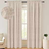 100% Blackout Shield Linen Blackout Curtains 96 Inches Long 2 Panels Set, Blackout Curtains for Bedroom/Living Room, Thermal Insulated Rod Pocket Window Curtains & Drapes, 50W X 96L, Oatmeal