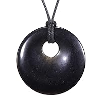 Morella women's necklace 31.5 inch - 80 cm gem-stone Donut pendant in a velvet bag