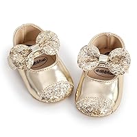 ohsofy Infant Baby Girls Mary Jane Flats Soft Sole Non-Slip Bowknot Princess Wedding Dress Shoes Toddler Crib Shoes