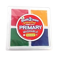 READY 2 LEARN-CE6645 Jumbo 4-in-1 Washable Stamp Pad - Red, Yellow, Green, Blue - Non-Toxic - Fade Resistant - Decorate Scrapbooks, Posters and Cards