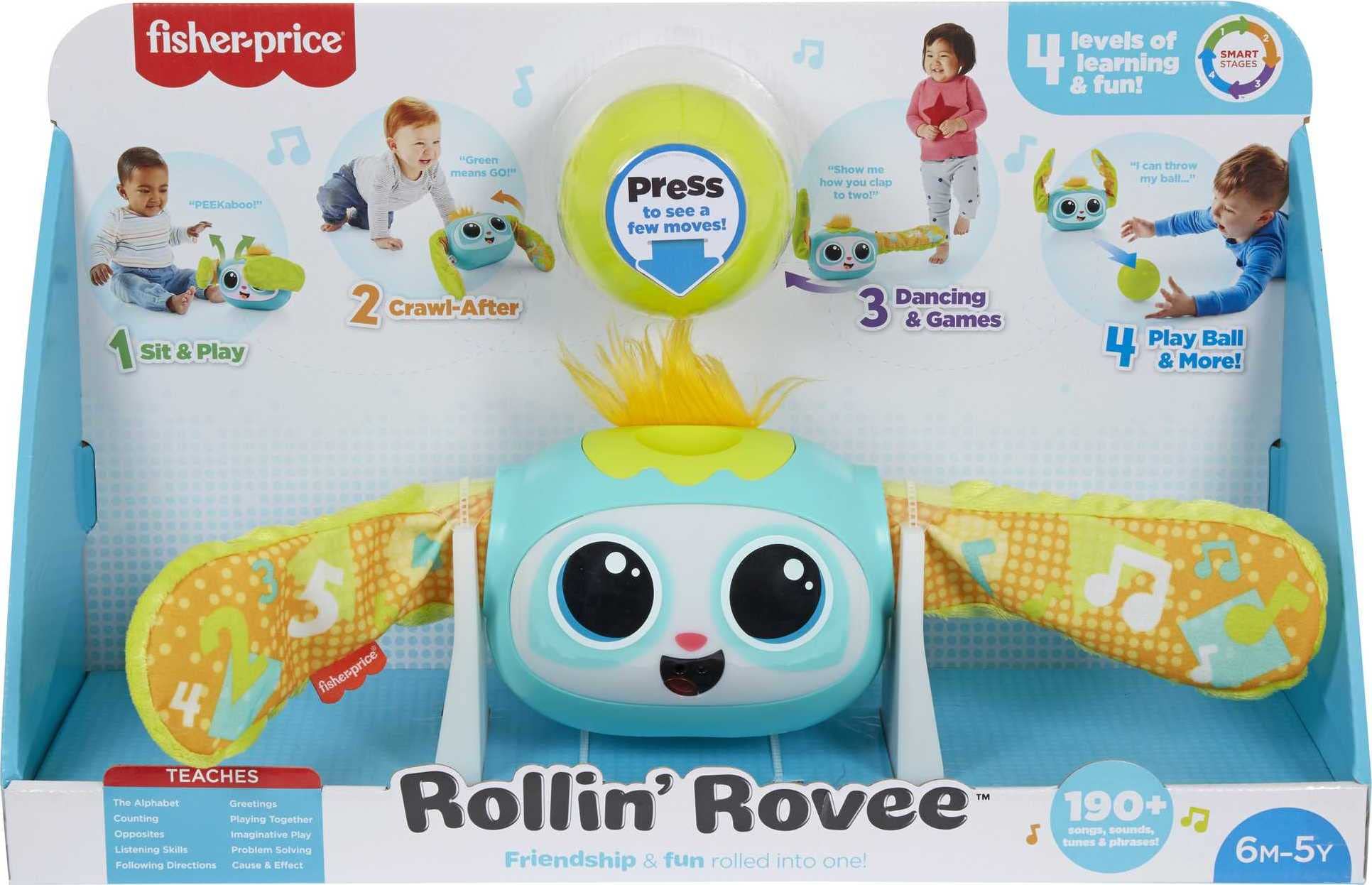 Fisher-Price Rollin’ Rovee Learning Toy with Music Lights and Smart Stages Educational Content for Baby Toddler and Preschool Kids