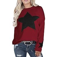 RMXEi Women's Casual Bottoming Knit Sweater Women Loose Round Neck Star Pullover Sweater