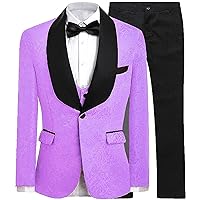 Boys Formal Jacquard Suit Slim Fit 3 Pieces Set Floral Blazer Tuxedos Party Jacket Dress Outerwear Coats