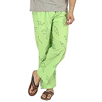 Printed Sleepwear Cotton Pajama Pants For Men’s Elastic Waist Bottom With Pockets