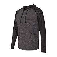 Burnside Yarn-Dyed Raglan Hooded Pullover M Striated Black/ Solid Black