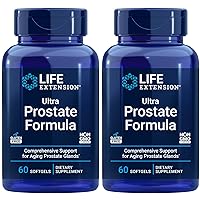 Life Extension Ultra Prostate Formula, Saw Palmetto for Men, pygeum, stinging Nettle Root, lycopene, 11 nutrients for Prostate Function, Non-GMO, Gluten-Free, 60 softgels (Pack of 2)