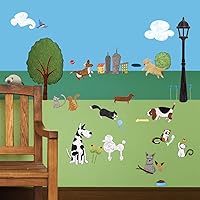 Cat and Dog Wall Sticker Set – 37 Peel & Stick Animal and City Park Decals