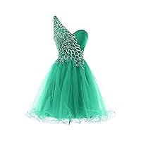 Beaded One Shoulder Prom Party Dress Short Homecoming Dresses