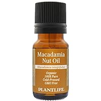 Plantlife Macadamia Nut Carrier Oil - Cold Pressed, Non-GMO, and Gluten Free Carrier Oils - For Skin, Hair, and Personal Care - 10ml
