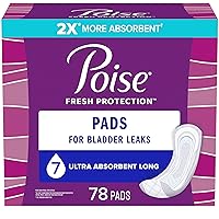 Poise Incontinence Pads & Postpartum Incontinence Pads, 7 Drop Ultra Absorbency, Long Length, count 39(Pack of 2), Packaging May Vary