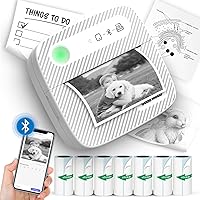 Mini Printer with 7 Rolls Sticker Paper, Portable Sticker Printer Efficiently and Quickly, Thermal Printer for Study Notes, Pictures, DIY, Label, Free App with Multiple Templates-Printer-01