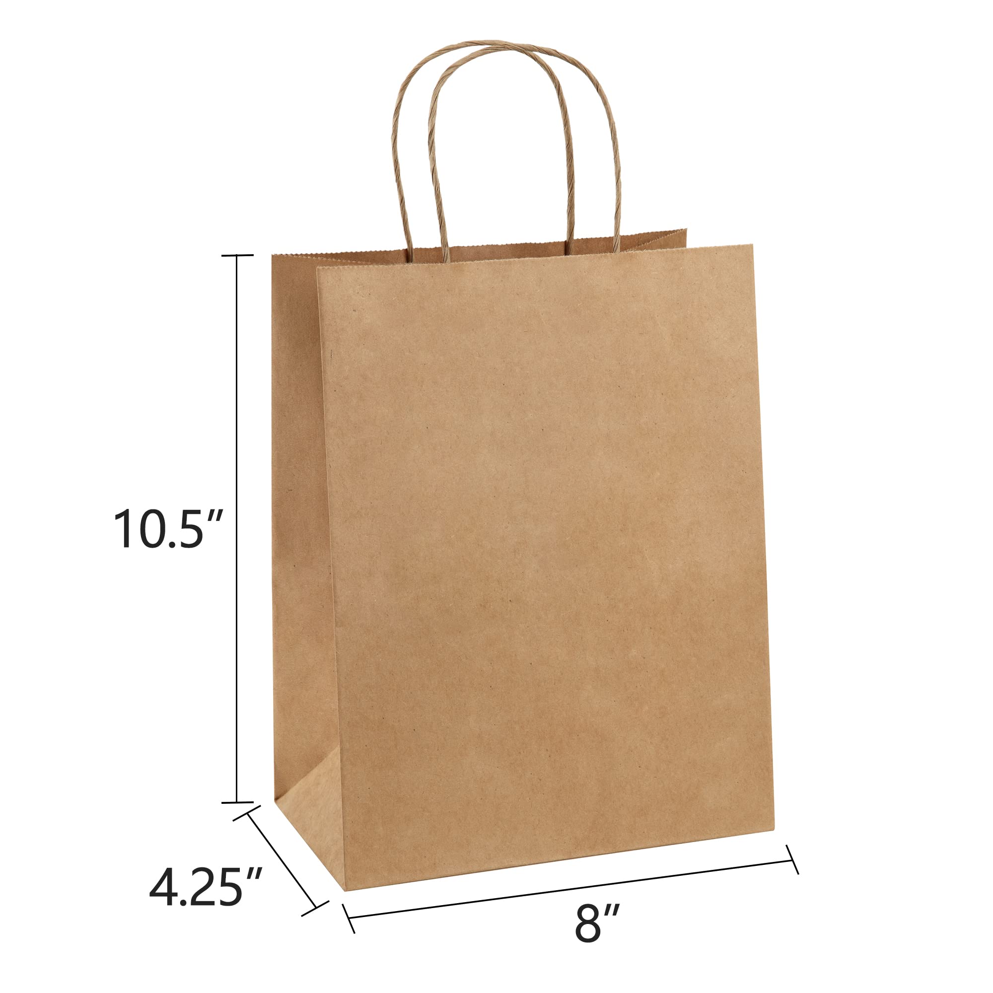 BagDream Gift Bags 8x4.25x10.5 25Pcs Kraft Paper Bags, Shopping Bags, Merchandise Retail Grocery Bags, Brown Paper Gift Bags Bulk with Handles 100% Recyclable Paper Bags Sacks