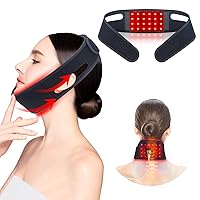 Red Light Therapy for Neck, 660nm Red Light and 850nm Near Infrared Light Therapy Belt for Chin Neck Face Hand Wrist Pain Relief with Timer Wearable Red Light Therapy Pad Mat Wrap Chin Strap
