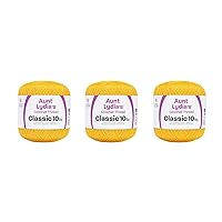 Aunt Lydia Classic Golden Yellow Crochet - 3 Pack of 350y/320m - Cotton - Gauge 10 - Crochet