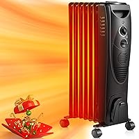 ZAFRO Oil Filled Radiator Heater, 1500W Portable Electric Oil-Filled Radiant Heatings, Space Heater with Tip-Over & Overheat Protection(Black)