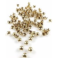 Nailheads / Spots / Studs - 20/107 (4.5mm) Round with Six Facets - Gold - 100 pieces 20ss Round with Six Sides Gold - Premium Quality Brass Nailheads