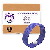 AcuBalance Snap Bracelet- Vertigo, Dizziness- Calming Stress Relief- Natural Sleep Aid- Pain Free Acupressure- Waterproof, Durable, 8+ Colors (Large 8, Purple)
