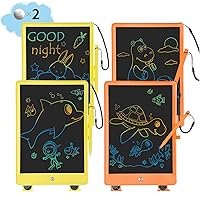 LCD Writing Tablet, 10 Inch Colorful Erasable Drawing Boards for Kids, Reusable Doodle Pad, Educational Gifts for 3 4 5 6 7 Years Old Toddler Boys Girls (2pcs Orange, 2pcs Yellow)